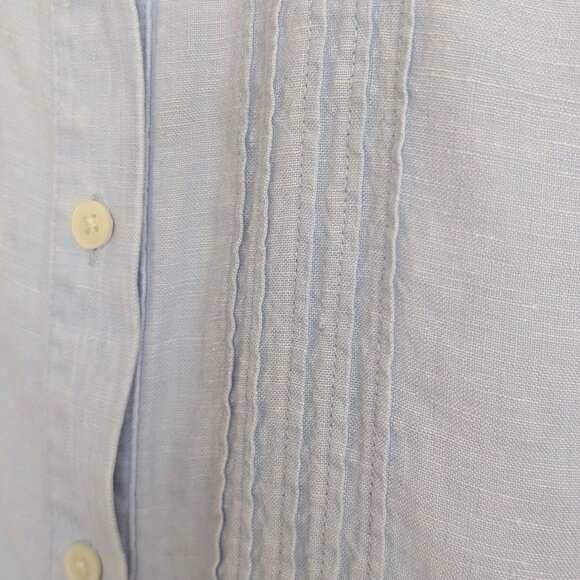 Lands' End 100%  Linen Button Down Shirt w/ Pintuck Detailing Size XL Light Blue - Picture 2 of 7